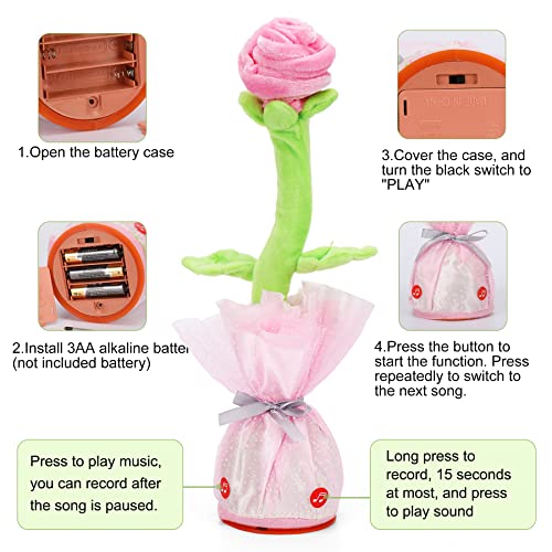 LUKETURE Dancing Talking Toy Flower, Singing Record & Repeating What You Say Tulip Toy Valentine's Day Gifts, Electronic Wiggle Glowing Flower with 60 Songs, Plush Flower Toy for Kids Toddlers Gift from LUKETURE