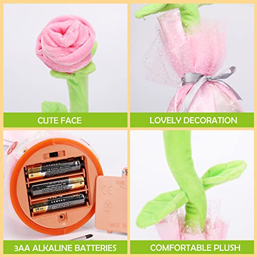 LUKETURE Dancing Talking Toy Flower, Singing Record & Repeating What You Say Tulip Toy Valentine's Day Gifts, Electronic Wiggle Glowing Flower with 60 Songs, Plush Flower Toy for Kids Toddlers Gift from LUKETURE