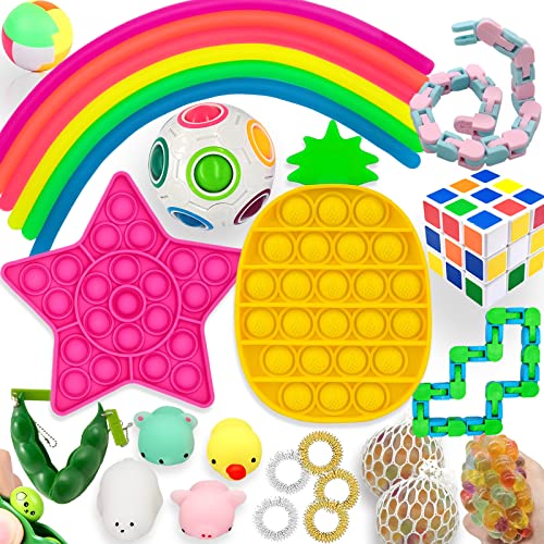 Sensory Fidget Toys Set, Fidget Pack Cheap for Kid/Adult, Stress Relief Anti-Anxiety Special Tool Bundles Gift, 26PCS Miniature Novelty Toy for Classroom Reward Prizes, Birthday Party, Children's Day from Karkara