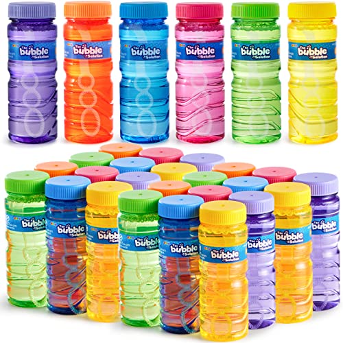 JOYIN 24 Pcs Bubble Bottles with Wand Assortment for Kids, 4oz Blow Bubbles Solution Novelty Summer Toy, Party Favors, Birthday, Outdoor & Indoor Activity by JOYIN INC