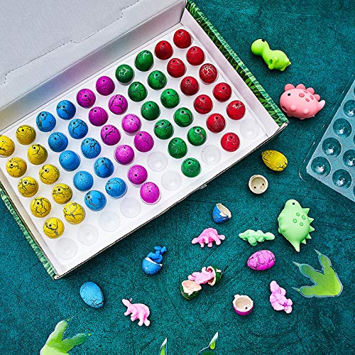 Skylety 60 Pieces Dinosaur Eggs Toys Dino Eggs Grow in Water Hatching in Water Pool Games Science Kits Crack Novelty Toy Mini Dino Egg for Boys Girls Birthday Present Toys Party Favor (Multi-Color) by Skylety