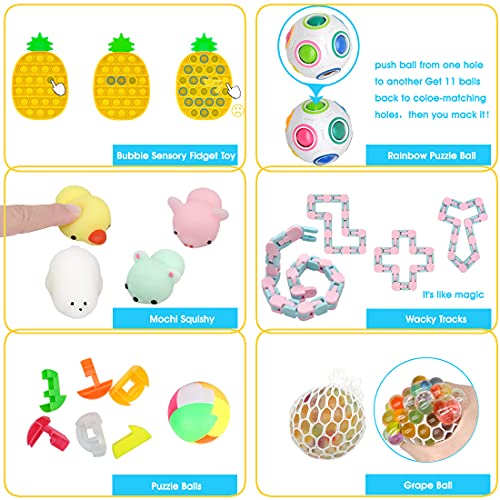 Sensory Fidget Toys Set, Fidget Pack Cheap for Kid/Adult, Stress Relief Anti-Anxiety Special Tool Bundles Gift, 26PCS Miniature Novelty Toy for Classroom Reward Prizes, Birthday Party, Children's Day from Karkara