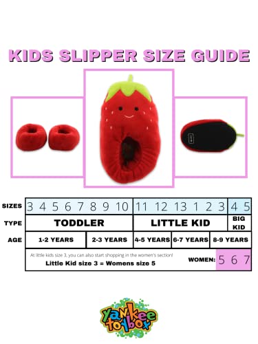 Yankee Toy Box Strawberry Toddler Kids Ultra Soft Plush Mooshy Stuffed Novelty Slippers (Strawberry, 7-8 M US Toddler) by 