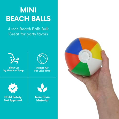 4E's Novelty Mini Beach Balls Bulk Packs - Summer Party Favors for Kids, Pool Toys (50) by 4E's Novelty