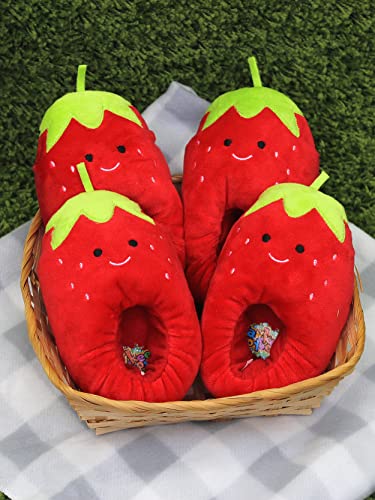 Yankee Toy Box Strawberry Toddler Kids Ultra Soft Plush Mooshy Stuffed Novelty Slippers (Strawberry, 7-8 M US Toddler) by 