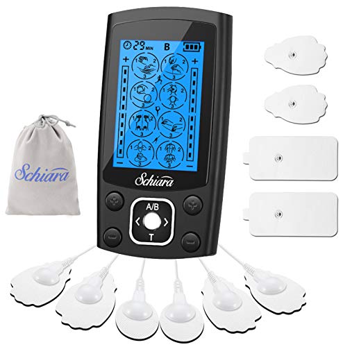 Schiara Dual Channel Tens Unit Machine Pulse Massager 24 Modes Rechargeable Muscle Stimulator Device with 10 Pads from Schiara