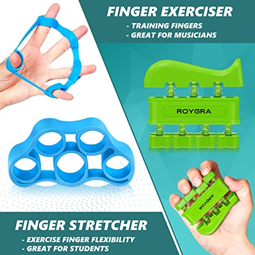 roygra Grip Strength Trainer, Forearm Workout, Hand & Finger Exerciser - 5 Pack from 