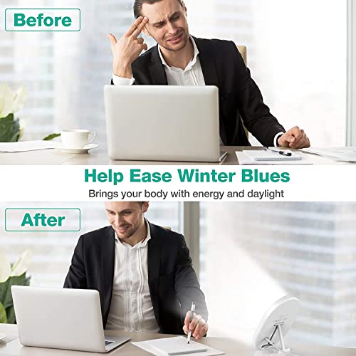 Light Therapy Lamp, UV-Free 10000 Lux Therapy Light, Touch Control with 3 Adjustable Brightness Levels and 4 Timer Function, Large Light Surface 90Â° Rotatable Stand, Compact Size for Home/Office Use by Erligpowht