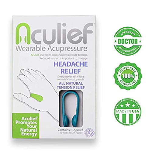 Aculief - Award Winning Natural Headache, Migraine, Tension Relief Wearable â Supporting Acupressure Relaxation, Stress Alleviation, Soothing Muscle Pain - Simple, Easy, Effective 1 Pack - (Teal) from Aculief