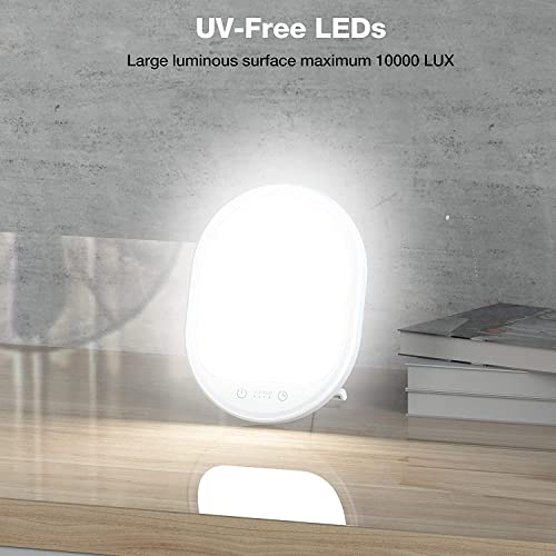 Light Therapy Lamp, UV-Free 10000 Lux Therapy Light, Touch Control with 3 Adjustable Brightness Levels and 4 Timer Function, Large Light Surface 90Â° Rotatable Stand, Compact Size for Home/Office Use by Erligpowht