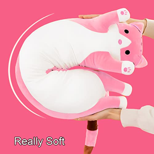 Giant Cat Pillow Plush Cartoon Kitty Sleeping Hugging Pillow, Cuddly Soft Long Kitten Body Pillow Doll Cat Cushion Toy for Kids Girlfriend (Pink, 150cm/59inch) from Somao