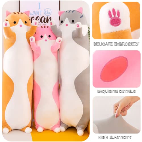 Giant Cat Pillow Plush Cartoon Kitty Sleeping Hugging Pillow, Cuddly Soft Long Kitten Body Pillow Doll Cat Cushion Toy for Kids Girlfriend (Pink, 150cm/59inch) from Somao