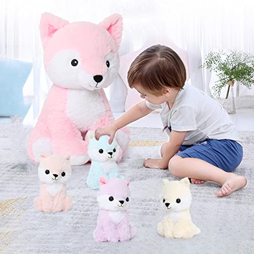 MorisMos Fox Stuffed Animals Plush Toys, Soft Stuffed Fox Mommy & Babies Set, Fox Plush Toy Large Size, 19in by MorisMos