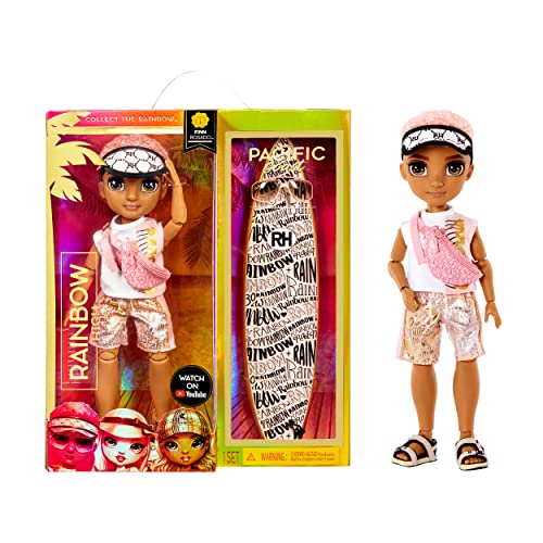 Rainbow High Pacific Coast Finn Rosado- Rose Gold Boy Fashion Doll with Pool Accessories playset, and Surfboard. Great Gift for Kids 6-12 Years Old, (581888) by MGA ENTERTAINMENT