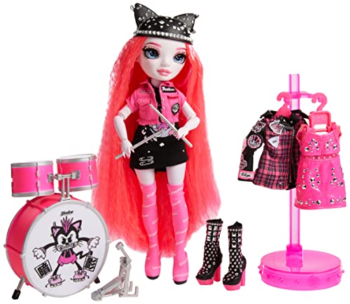 Rainbow High Vision and Neon Shadow-Mara Pinkett (Neon Pink) Fashion Doll. 2 Designer Outfits to Mix & Match with Rock Band Accessories PLAYSET, Great Gift for Kids 6-12 Years Old & Collectors by MGA Entertainment