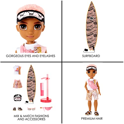 Rainbow High Pacific Coast Finn Rosado- Rose Gold Boy Fashion Doll with Pool Accessories playset, and Surfboard. Great Gift for Kids 6-12 Years Old, (581888) by MGA ENTERTAINMENT
