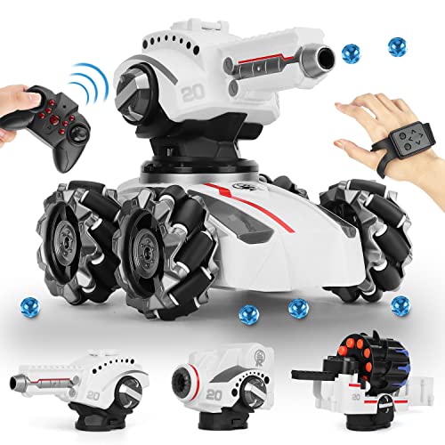 CXJ 3 Head RC Tank Car, Shooting Water Bullets(Bomb) Remote Control Car, Kids 4WD Battle Stunt Car, Blow Bubble, Shoot Foam Darts, 360Â°Rotating, LEDs, Music, Toy Gifts for 6-15 Years Old Boys Girls from CXJ