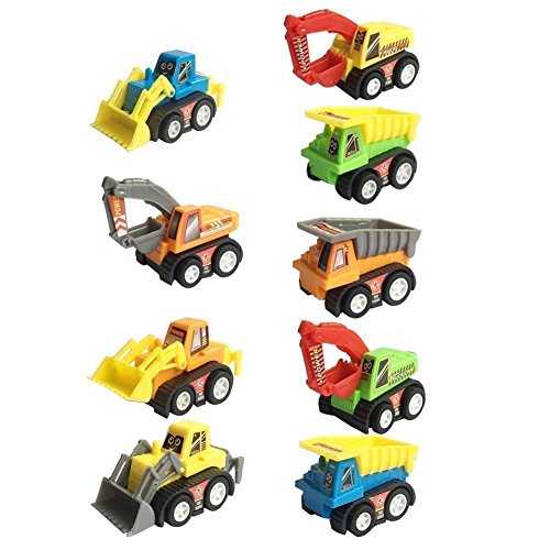 Kids Construction Car Toys for 2 3 4 Year Old Boys Toddler Mini Pull Back Vehicles Excavator Truck Tractor Party Supplies Favors Egg Stuffers Birthday Gift (Color Random) from Fajiabao