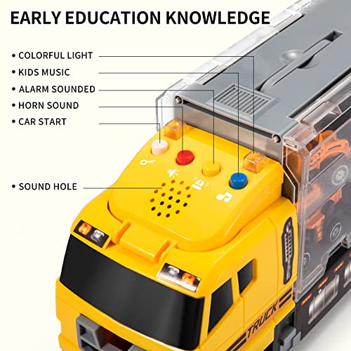 TEMI Toddler Toys for 3 4 5 6 Years Old Boys, Die-cast Construction Toys Car Carrier Vehicle Toy Set w/ Play Mat, Kids Toys Truck Alloy Metal Car Toys Set for Age 3-9 Toddlers Kids Boys & Girls from TEMI