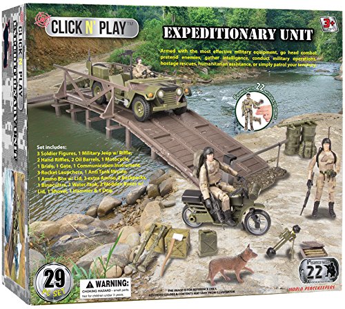 Click Nâ Play Military Expeditionary Logistics Engineering Unit 29 Piece Play Set with Accessories. by Click N' Play