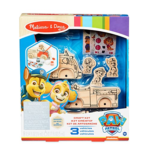 Melissa & Doug PAW Patrol Wooden Vehicles Craft Kit - 3 Decorate Your Own Vehicles, 3 Play Figures by Melissa & Doug