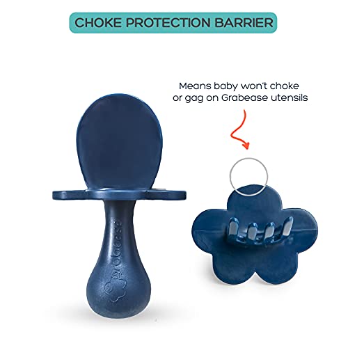 grabease First Self Feed Baby Utensils with a to-Go Case - Anti-Choke, BPA-Free Baby Spoon and Fork Toddler Utensils - Toddler Silverware for Baby Led Weaning Ages 6 Months+, Navy from Elli&Nooli