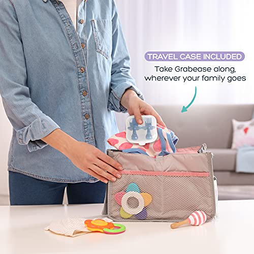 grabease First Self Feed Baby Utensils with a to-Go Case - Anti-Choke, BPA-Free Baby Spoon and Fork Toddler Utensils - Toddler Silverware for Baby Led Weaning Ages 6 Months+, Navy from Elli&Nooli