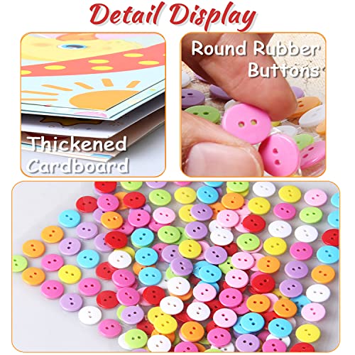 Mosaic Sticker Art Kit for Kids, Colorful Sticky Buttons DIY Handmade Art Kits,Make Your Buttons Art Craftsï¼for Ages 3-6 Children, Beginner, Boys and Girls-with 1wood Display Easel ï¼8pcsï¼ by AUNKZL