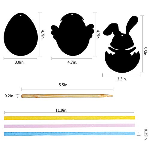 ORIENTAL CHERRY Easter Basket Stuffers - Easter Crafts Kit for Kids - Rainbow Scratch Art (Makes 48 Ornaments) - Bunny Eggs Chicken Decoration for Home Tree Classroom Party from ORIENTAL CHERRY