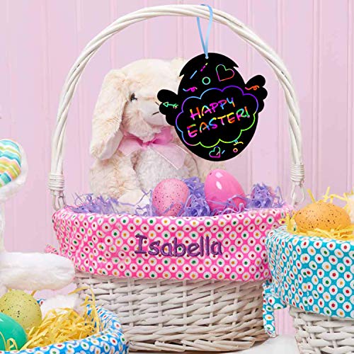 ORIENTAL CHERRY Easter Basket Stuffers - Easter Crafts Kit for Kids - Rainbow Scratch Art (Makes 48 Ornaments) - Bunny Eggs Chicken Decoration for Home Tree Classroom Party from ORIENTAL CHERRY