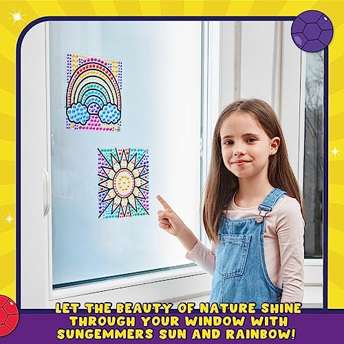 SunGemmers Suncatcher Kits for Kids Ages 6 + - Window Gem Painting Art Sun Catcher Kit for Girls Age 6-8 & 8-12 - Easter Gift Idea & Birthday Gifts for 7 8 9 10 11 12 Year Old Girl - Big Diamond Arts by PURPLE LADYBUG