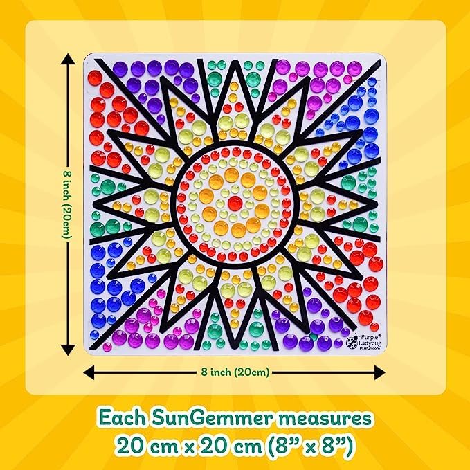 SunGemmers Suncatcher Kits for Kids Ages 6 + - Window Gem Painting Art Sun Catcher Kit for Girls Age 6-8 & 8-12 - Easter Gift Idea & Birthday Gifts for 7 8 9 10 11 12 Year Old Girl - Big Diamond Arts by PURPLE LADYBUG