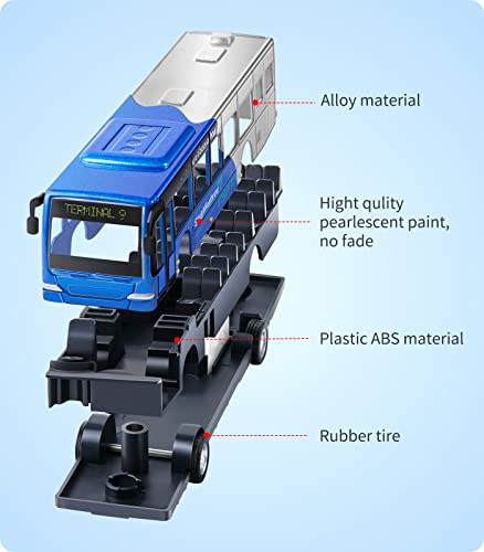 Geyiie Bus Toys Cars Set, Kids Die-Cast Metal Cars for Boy Girls 3-8 Years Old Pull Back Car City Bus 1:80 Scale Double Decker London Vehicles, Friction Powered Cars Play Toys Gift, 4 Pack from GEYIIE
