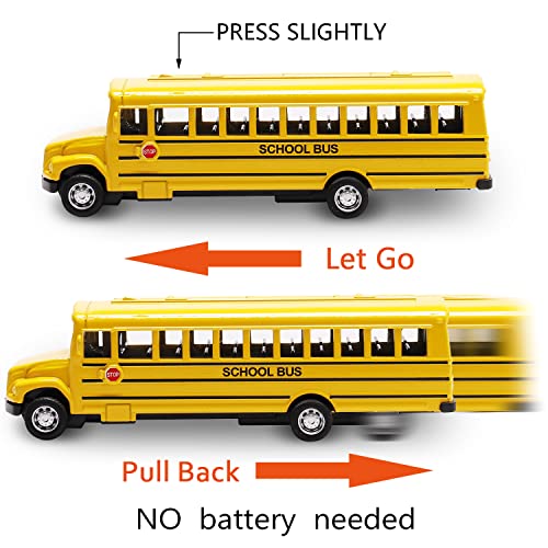 2 Pack 5.5inch Pull Back School Bus Playset, Die-cast Metal Toy Play Vehicles with Yellow for Kids Boys Toddlers from KOMENDANT