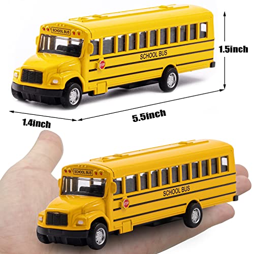 2 Pack 5.5inch Pull Back School Bus Playset, Die-cast Metal Toy Play Vehicles with Yellow for Kids Boys Toddlers from KOMENDANT