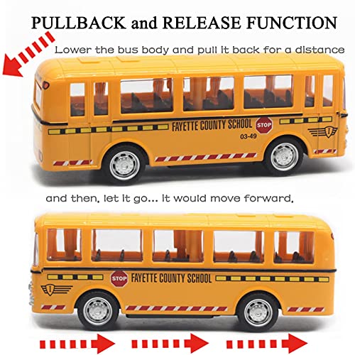 OTONOPI Bus Toys Die Cast Metal Toy Cars Pull Back School Bus Double Decker London Vehicles Friction Powered City Sightseeing Tour Bus Play Vehicle Toy Set for Kids 4 Pack from OTONOPI