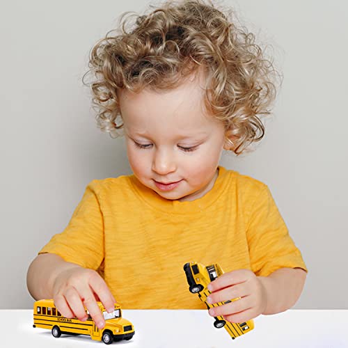 2 Pack 5.5inch Pull Back School Bus Playset, Die-cast Metal Toy Play Vehicles with Yellow for Kids Boys Toddlers from KOMENDANT