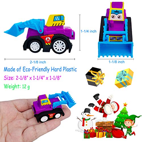 Tonmp Pull Back Vehicle Car, 12 Pack Assorted Mini Construction Plastic Vehicle Set, Pull Back Truck and Car Toys for Boys Kids Child Party Favors,Pull Back and Go Car Toy Play Set by Tonmp