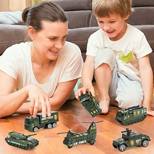 6 Pack Metal Diecast Military Vehicles for Toddler Military Educational Toy Mini Car Model Kits Battle Car Truck from JC