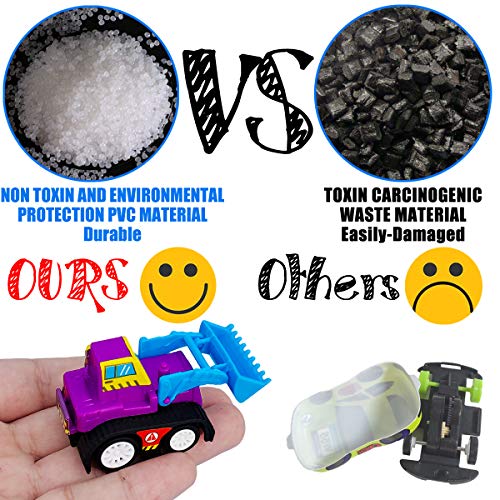 Tonmp Pull Back Vehicle Car, 12 Pack Assorted Mini Construction Plastic Vehicle Set, Pull Back Truck and Car Toys for Boys Kids Child Party Favors,Pull Back and Go Car Toy Play Set by Tonmp