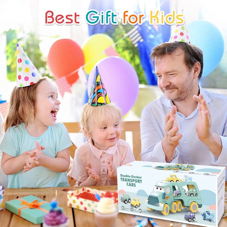 PEGOVANLY Truck Car Toys for 3 4 5 6 Year Old Boys and Girls, 7 in 1 Friction Power Play Vehicles in Transport Carrier Truck, Christmas Birthday Gifts Toddler Toys for Kids Aged 3+ from PEGOVANLY