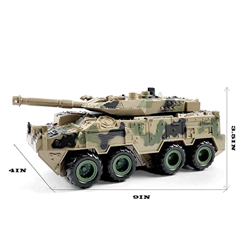 BLCshine Military Tank Battle Truck Toy Push and Go with Lights and Sounds Durable Quality Pivoting Top Friction Power Kids Armored Vehicle Play Army Car Great Gift for Children Boys Girls Camouflage by BLCshine