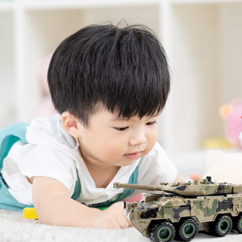 BLCshine Military Tank Battle Truck Toy Push and Go with Lights and Sounds Durable Quality Pivoting Top Friction Power Kids Armored Vehicle Play Army Car Great Gift for Children Boys Girls Camouflage by BLCshine