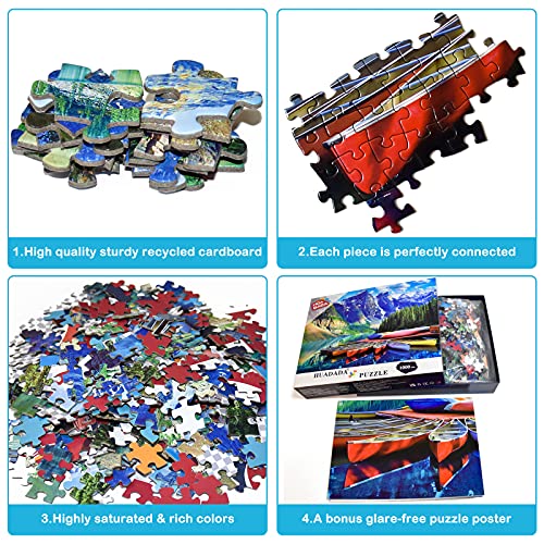 HUADADA 1000 Piece Puzzle for Adults - Moraine Lake Canoes - Puzzles 1000 Piece Nature Landscape Jigsaw Puzzles for Adults and Kids (27.56" x 19.67") from HUADADA