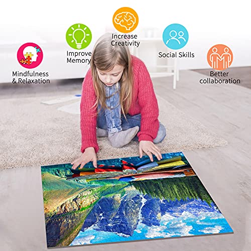 HUADADA 1000 Piece Puzzle for Adults - Moraine Lake Canoes - Puzzles 1000 Piece Nature Landscape Jigsaw Puzzles for Adults and Kids (27.56" x 19.67") from HUADADA