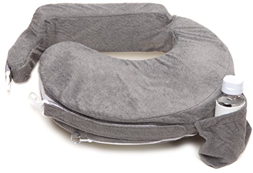 My Brest Friend Deluxe Nursing Pillow for Breastfeeding & Bottle Feeding, Enhanced Posture Support, Double Straps & Removable Extra Soft Slipcover, Evening Grey by Zenoff Products