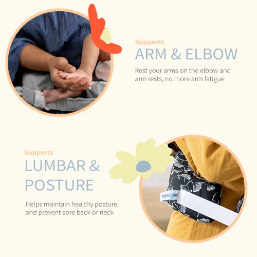 My Brest Friend Deluxe Nursing Pillow for Breastfeeding & Bottle Feeding, Enhanced Posture Support, Double Straps & Removable Extra Soft Slipcover, Evening Grey by Zenoff Products