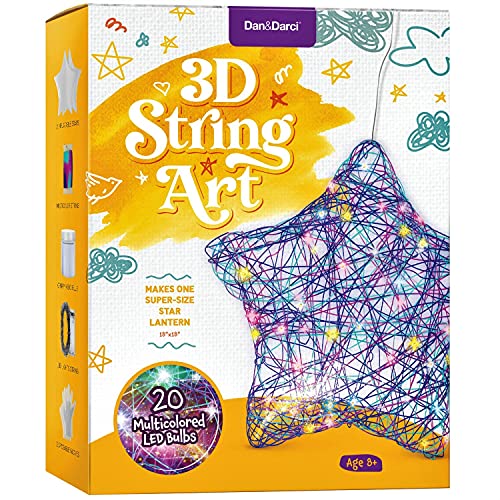 3D String Art Kit for Kids - Makes a Light-Up Star Lantern with 20 Multi-Colored LED Bulbs - Kids Gifts - Crafts for Girls and Boys Ages 8-12 - DIY Arts & Craft Kits for 8, 9, 10, 11, 12 Year Old Girl by Dan&Darci