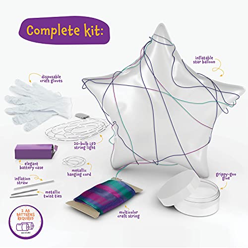 3D String Art Kit for Kids - Makes a Light-Up Star Lantern with 20 Multi-Colored LED Bulbs - Kids Gifts - Crafts for Girls and Boys Ages 8-12 - DIY Arts & Craft Kits for 8, 9, 10, 11, 12 Year Old Girl by Dan&Darci