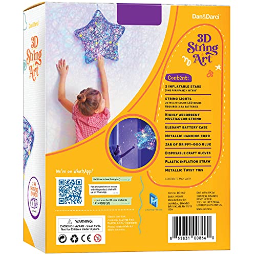 3D String Art Kit for Kids - Makes a Light-Up Star Lantern with 20 Multi-Colored LED Bulbs - Kids Gifts - Crafts for Girls and Boys Ages 8-12 - DIY Arts & Craft Kits for 8, 9, 10, 11, 12 Year Old Girl by Dan&Darci